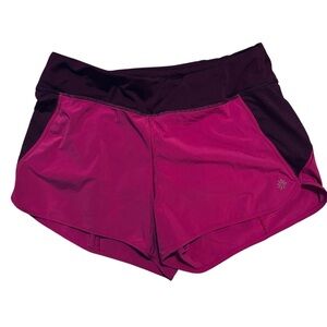 Athleta Pink And Maroon Running Build in Underwear Back Pocket Athletic Shorts M
